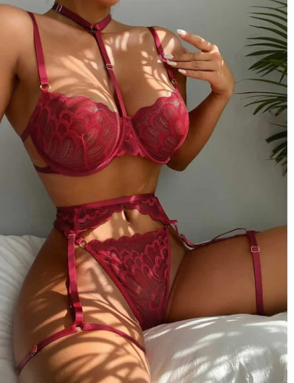 Hot Erotic Lingerie Set - Wine / S