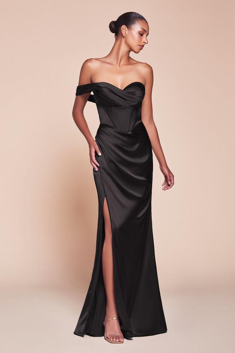 One Shoulder Satin Corset Gown-shopluxelook.store