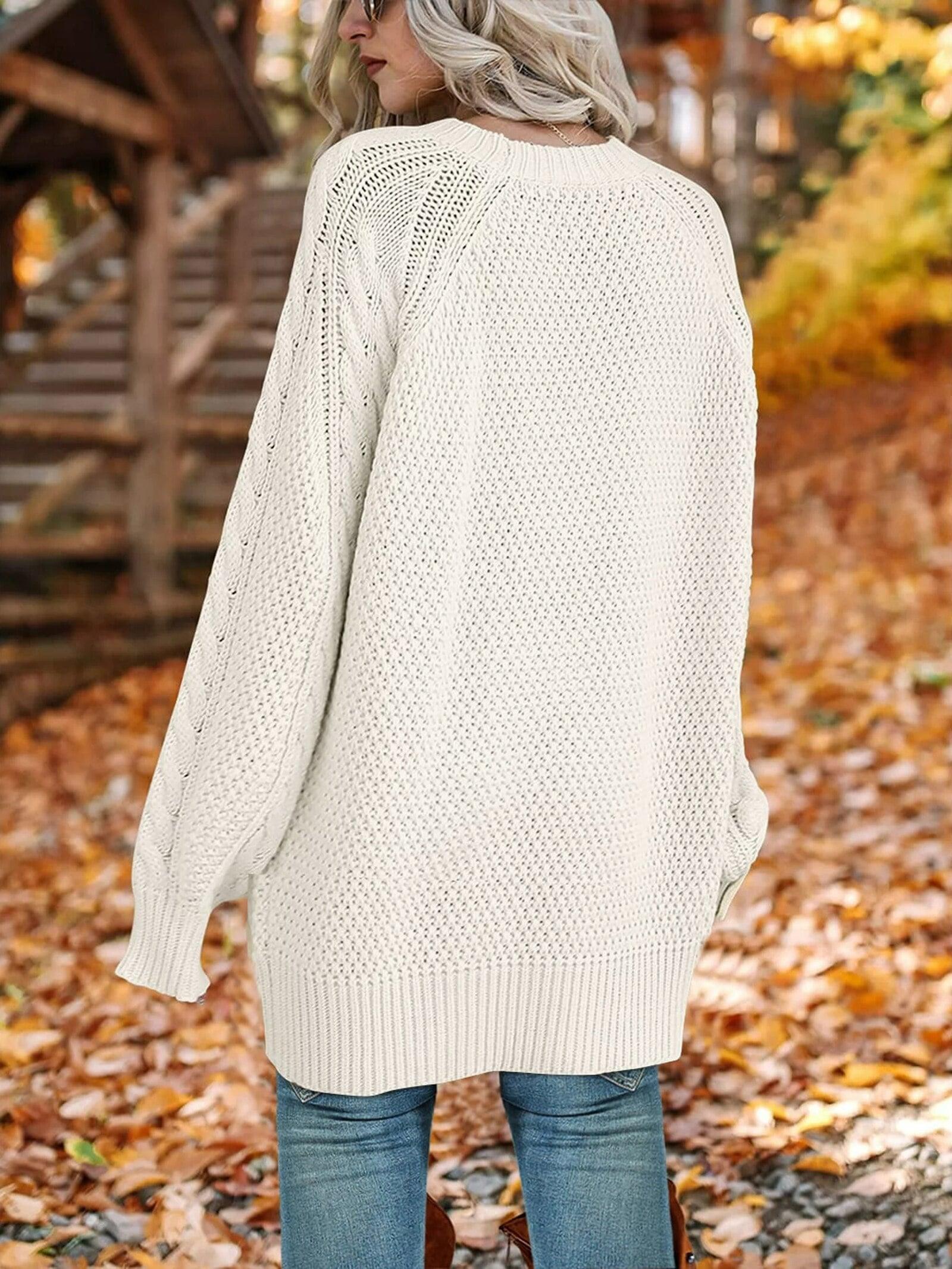 oversized sweaters women-Oversized Sweaters for Women Cable Knit Chunky Pullover Sweater-shopluxelook.store