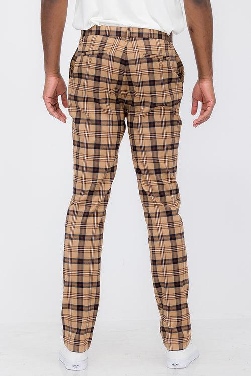 plaid slim fit trousers-Plaid Slim Fit Trouser Pants-shopluxelook.store