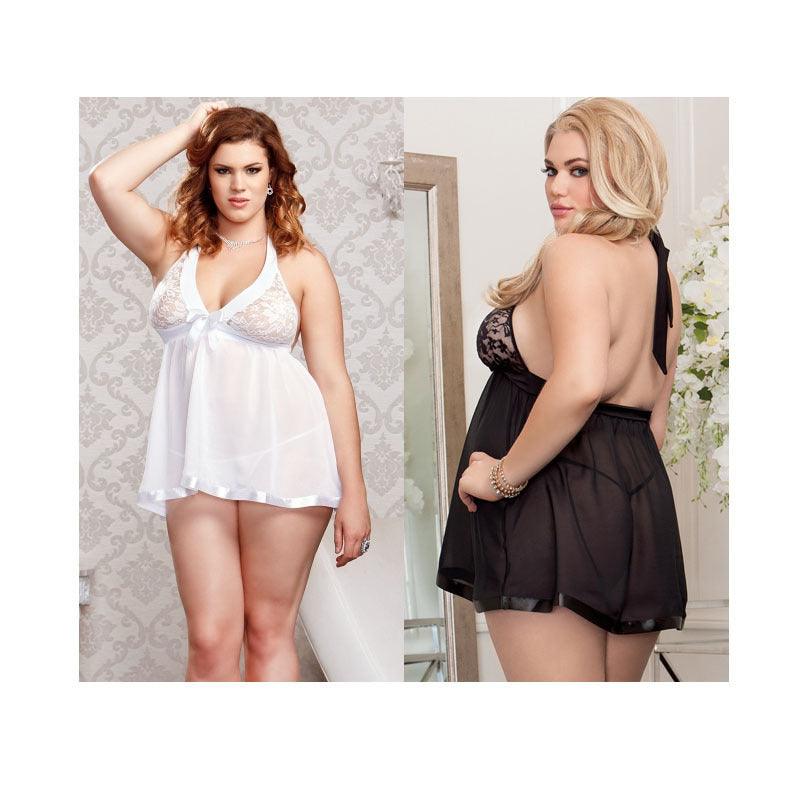 Plus size pajamas backless suspenders nightdress-shopluxelook.store