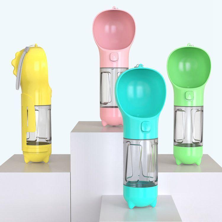 portable pet water bottle-Portable Cat Dog Water Bottle Food Feeder Drinker Poop Dispenser 3 In 1 Leak-proof Multifunctional Dog Water Bottle-shopluxelook.store