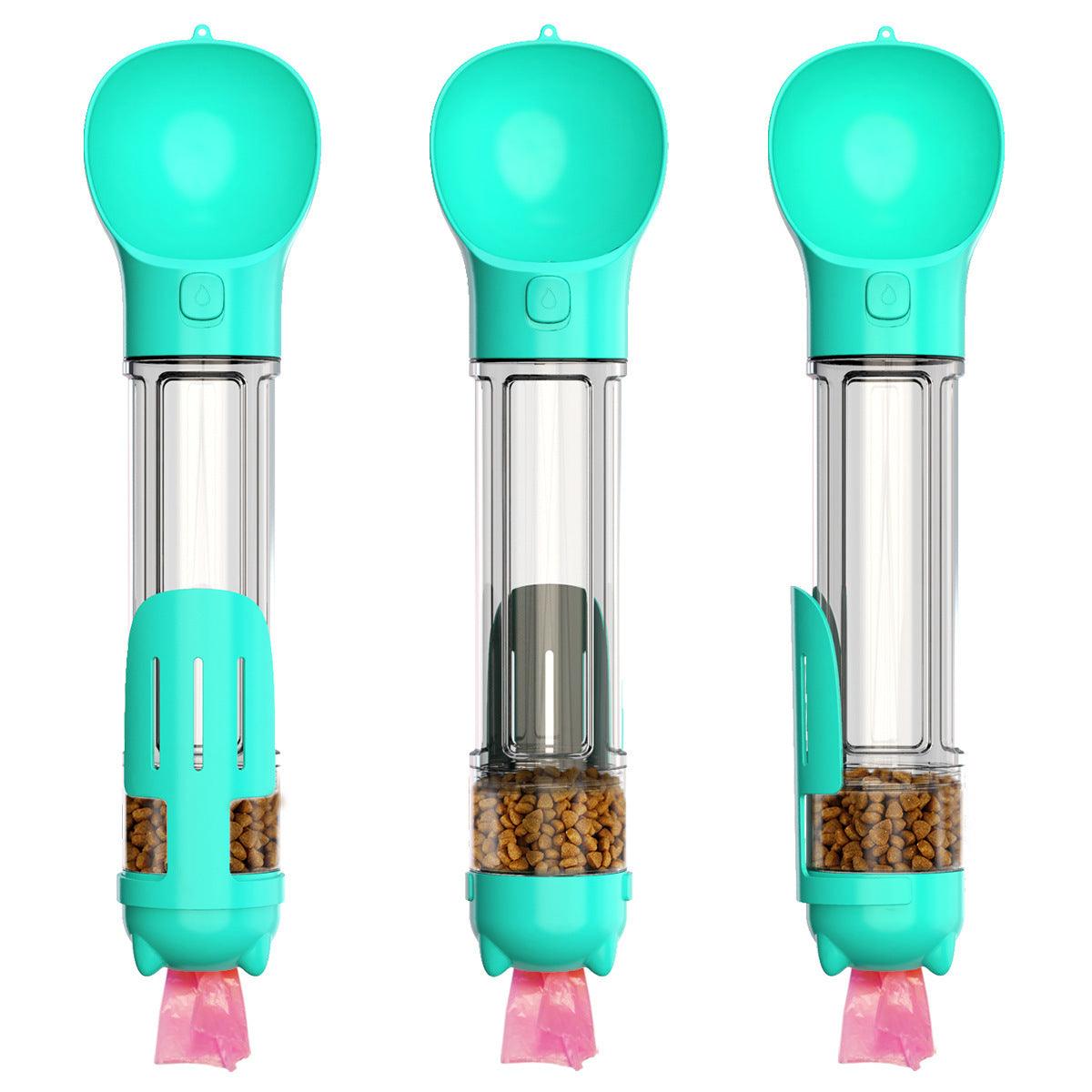 Portable Cat Dog Water Bottle Food Feeder Drinker Poop Dispenser 3 In 1 Leak-proof Multifunctional Dog Water Bottle-shopluxelook.store