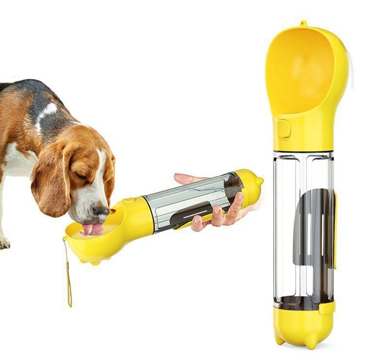 Portable Cat Dog Water Bottle Food Feeder Drinker Poop Dispenser 3 In 1 Leak-proof Multifunctional Dog Water Bottle-shopluxelook.store