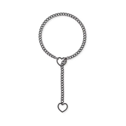 Punk Rock Cuban Heart Lock Lariat Necklace-shopluxelook.store