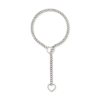 Punk Rock Cuban Heart Lock Lariat Necklace-shopluxelook.store