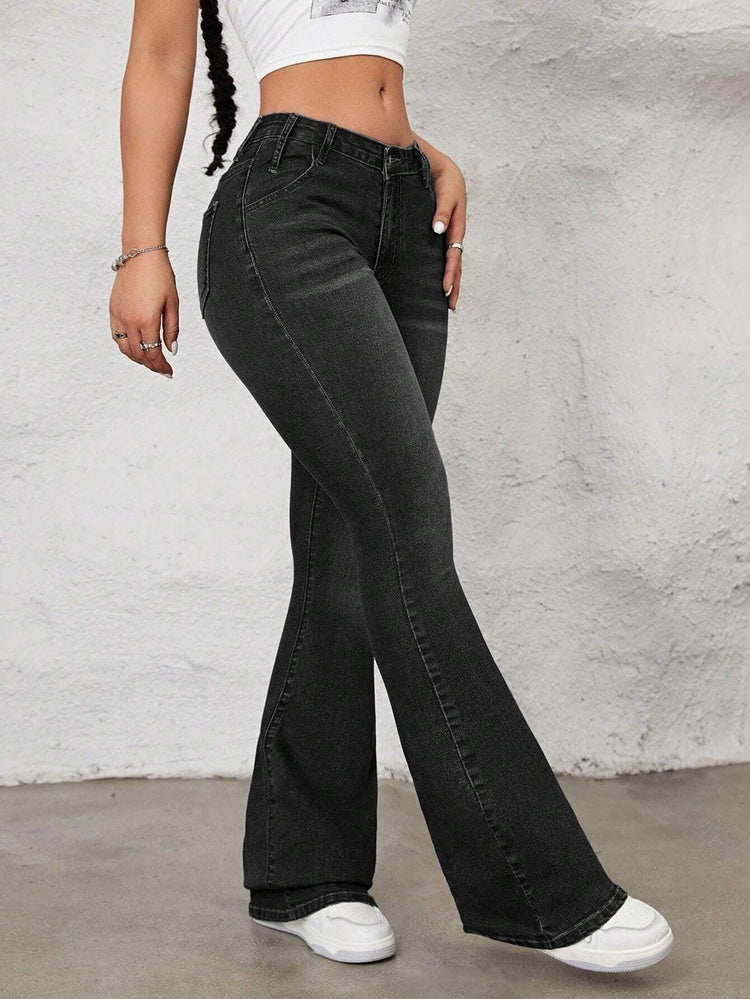 SHEIN ICON Flare Leg Jeans-shopluxelook.store