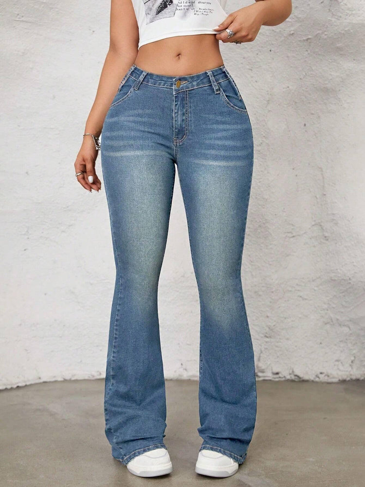 SHEIN ICON Flare Leg Jeans-shopluxelook.store