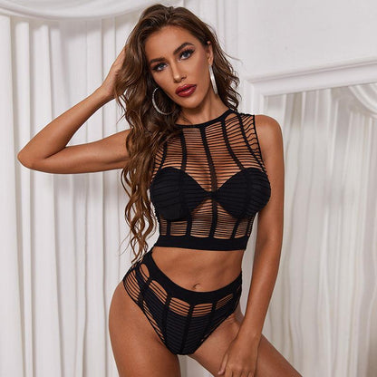 See-through Mesh Sexy European And American Style Bikini High Elastic Hollow Temptation Net-shopluxelook.store