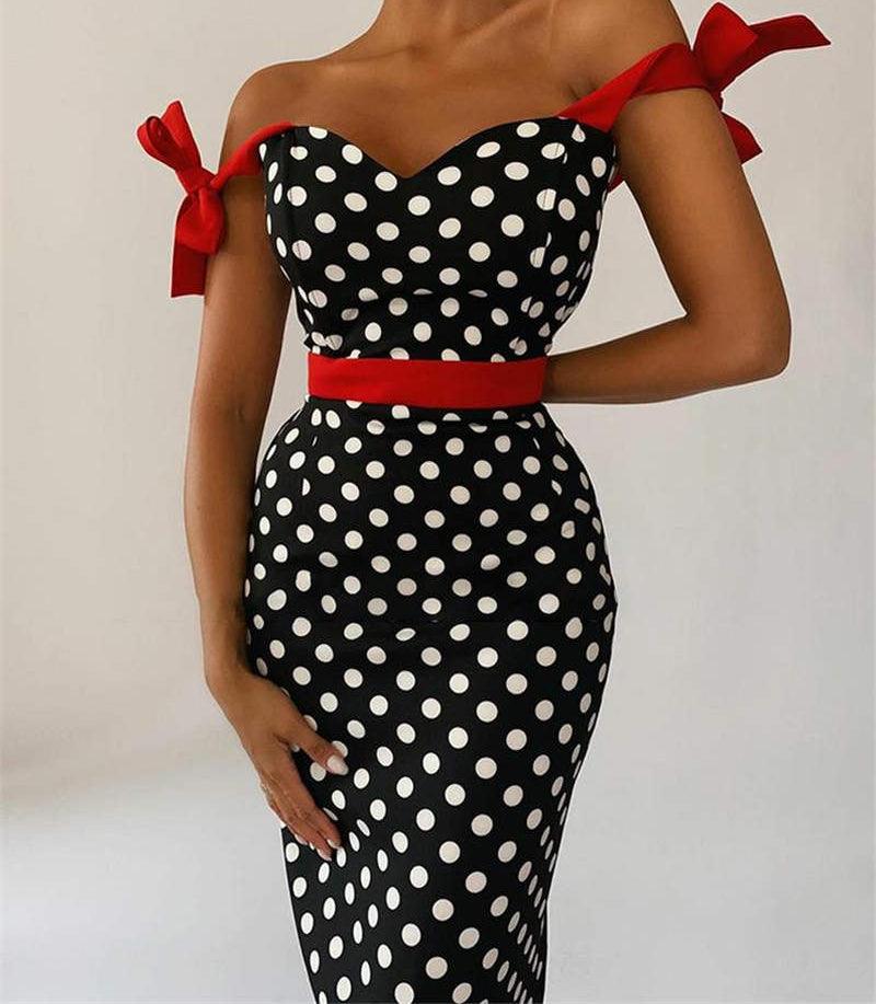 sleeveless polka dot dress-Sexy Sleeveless Polka Dot Dresses 2021 Summer Lace Up Bodycon Dress Chic Casual Women Maxi Dresses High-quality-shopluxelook.store