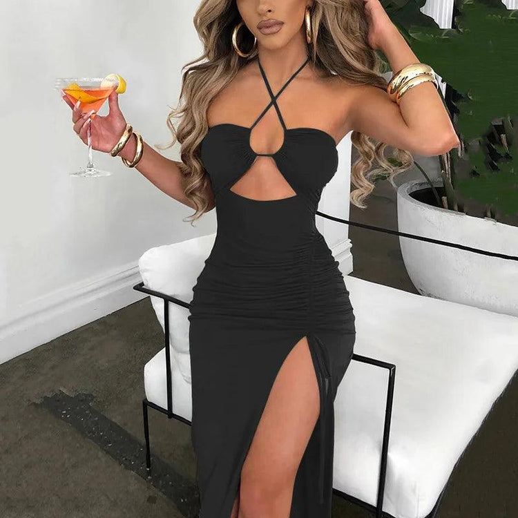 Sleeveless Sexy Dress Women Clothing Backless Hollow Out Slim Party Dresses Fashion Casual Summer Bodycon Elegant Split Dress-shopluxelook.store