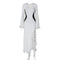 Slim Fit High Waist Stitching Split Long Sleeve Dress-shopluxelook.store