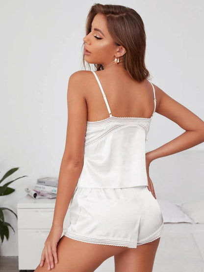 V-neck Sling Pajamas Faux Silk Sexy Pajamas Pajamas Bathrobe - shopluxelook.store 