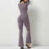 Women Long Sleeve Belly Waist Shaping and Hip Lift Square Collar Wide Leg High Elastic Jumpsuit - shopluxelook.store 