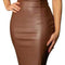 Women Sexy Strapless Tube Top Club Midi Dress off Shoulder Bodycon Party Faux Leather Dress - shopluxelook.store 