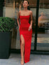 Women Summer Sexy Bodycon Dress Lady Sexy Spaghetti Strap Sleeve Split Solid Color Sheath Dress Vestidos - shopluxelook.store 