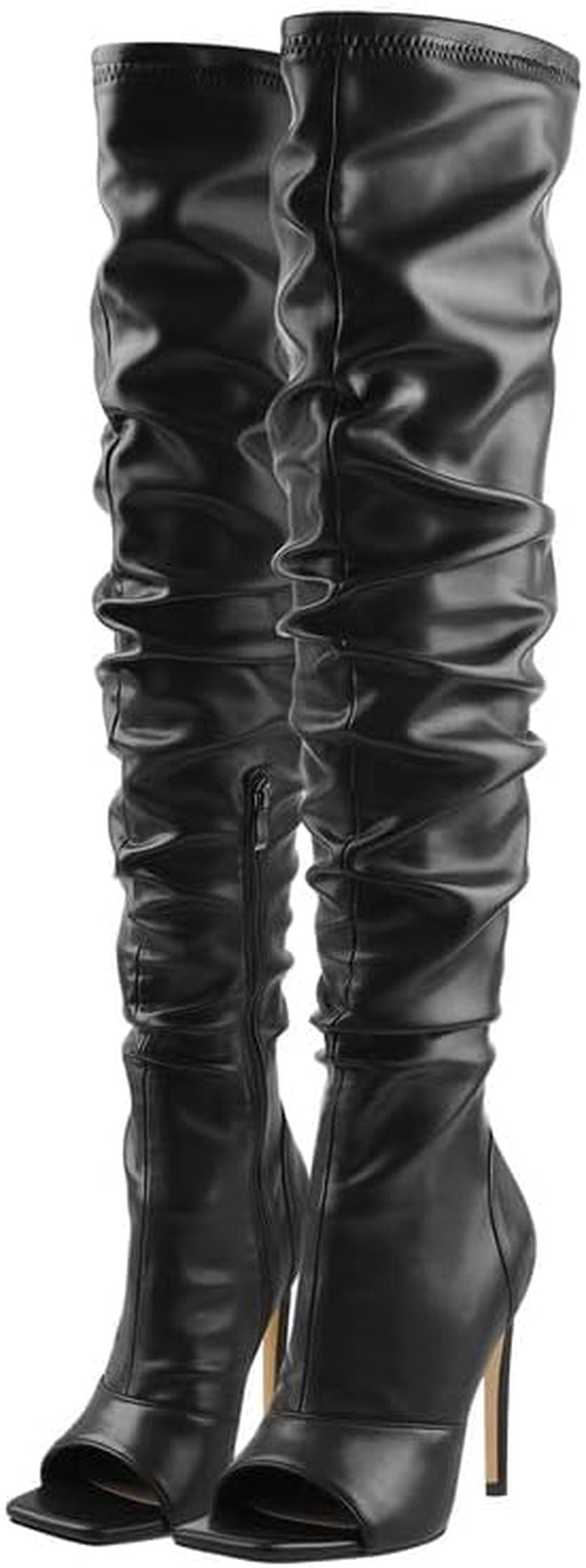 Women'S Stiletto Heel Zipper Knee/Thigh High Boots Peep/Close Toe Pull on Long Boots