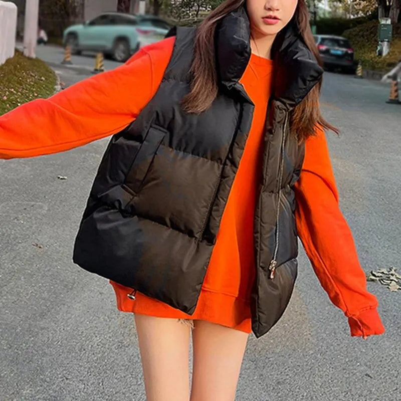 Autumn Winter Y2K Vest Women Thick Warm down Vest Harajuku Loose Jacke