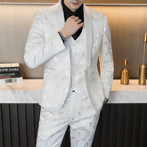 Wedding Embossed Dress Suit Three-piece Suit For Men shopluxelook.store