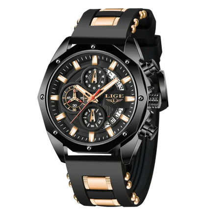 Luxury Silicone Sport Chronograph Watch - Black