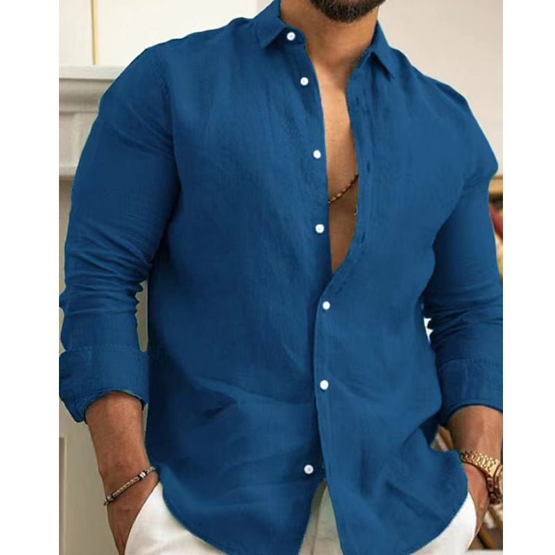 Amazon Men's Linen Shirt Button Shirt Summer Beach Solid Color - Luxury 0 by Shop Luxe Look