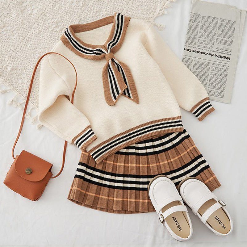 autumn girls knitted suit-Autumn New Arrival Girls Knitted 2 Pieces Suit-shopluxelook.store