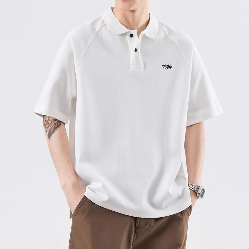 American Polo Collar Daily Raglan T-shirt Men shopluxelook.store