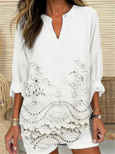 Loose V-neck Printed Long Sleeved Shirt shopluxelook.store