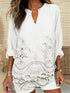 Loose V-neck Printed Long Sleeved Shirt shopluxelook.store