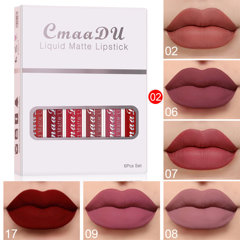 6 Boxes Of Matte Non-stick Cup Waterproof Lipstick Long Lasting Lip Gl