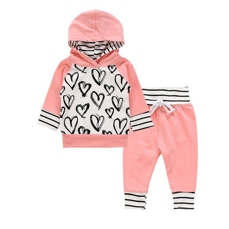 baby girl sweater-Baby Girl Sweater Hooded Love Set-shopluxelook.store