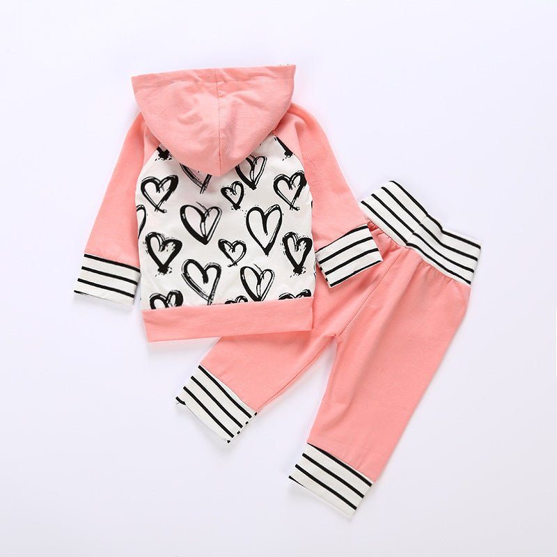 baby girl sweater-Baby Girl Sweater Hooded Love Set-shopluxelook.store