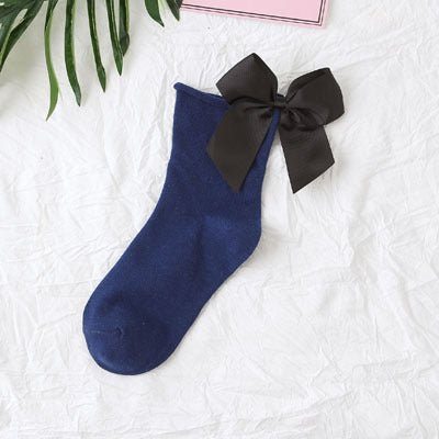 back bow cotton socks-Back bow cotton socks-shopluxelook.store