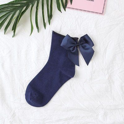 back bow cotton socks-Back bow cotton socks-shopluxelook.store