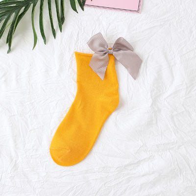 back bow cotton socks-Back bow cotton socks-shopluxelook.store