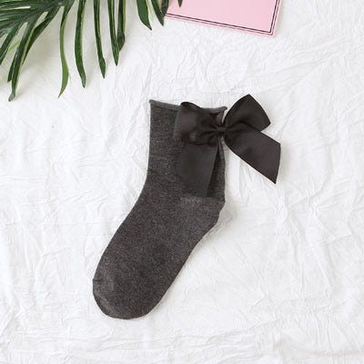 back bow cotton socks-Back bow cotton socks-shopluxelook.store