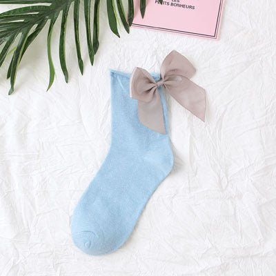 back bow cotton socks-Back bow cotton socks-shopluxelook.store