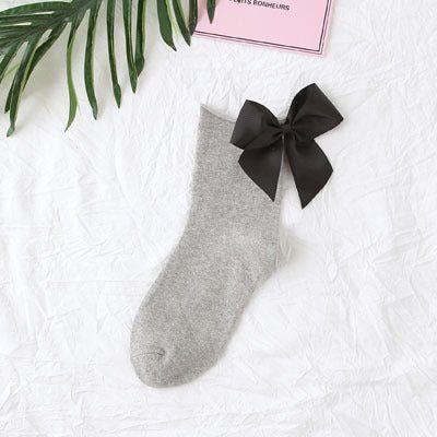 back bow cotton socks-Back bow cotton socks-shopluxelook.store