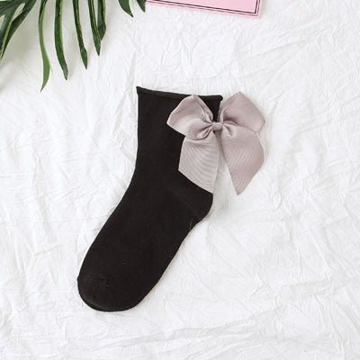 back bow cotton socks-Back bow cotton socks-shopluxelook.store