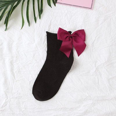 back bow cotton socks-Back bow cotton socks-shopluxelook.store