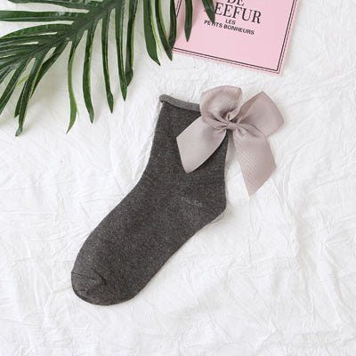 back bow cotton socks-Back bow cotton socks-shopluxelook.store