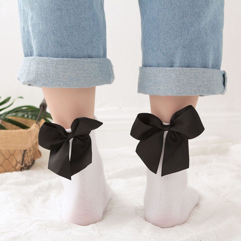 back bow cotton socks-Back bow cotton socks-shopluxelook.store