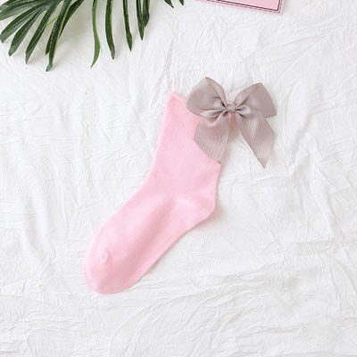 back bow cotton socks-Back bow cotton socks-shopluxelook.store