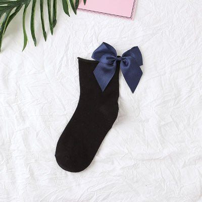 back bow cotton socks-Back bow cotton socks-shopluxelook.store