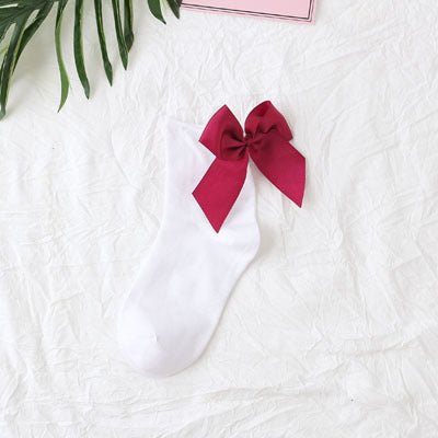 back bow cotton socks-Back bow cotton socks-shopluxelook.store