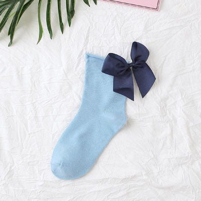 back bow cotton socks-Back bow cotton socks-shopluxelook.store