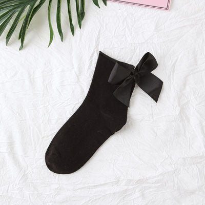 back bow cotton socks-Back bow cotton socks-shopluxelook.store