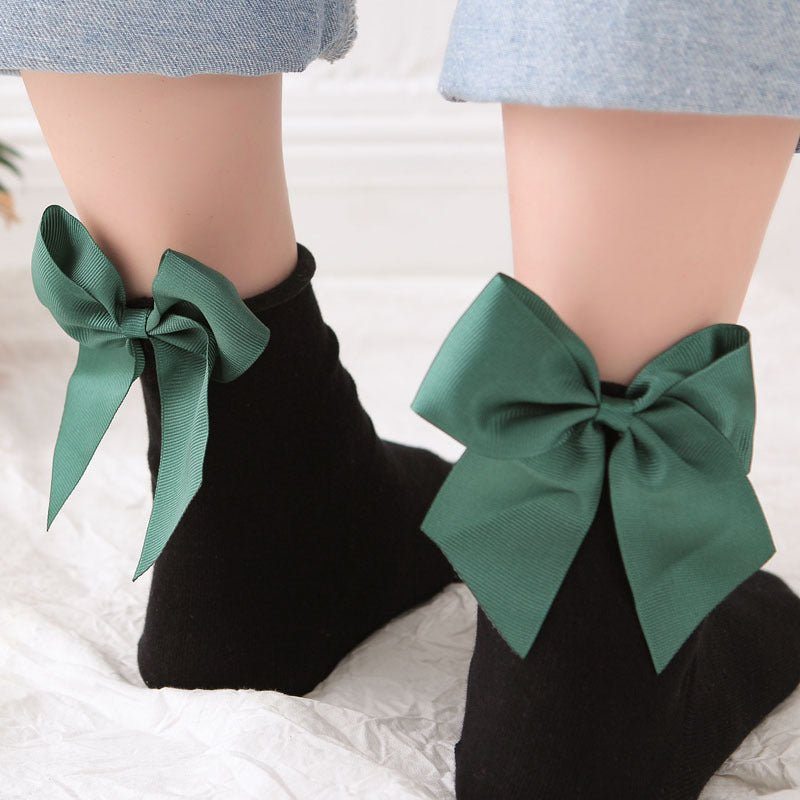 back bow cotton socks-Back bow cotton socks-shopluxelook.store