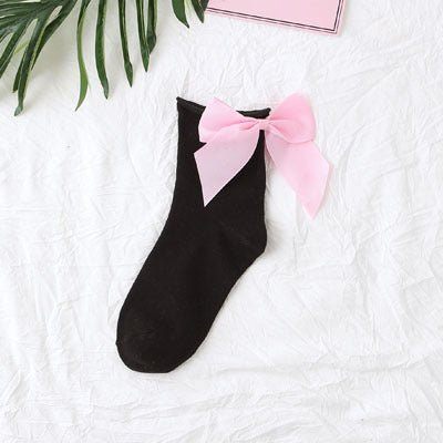 back bow cotton socks-Back bow cotton socks-shopluxelook.store