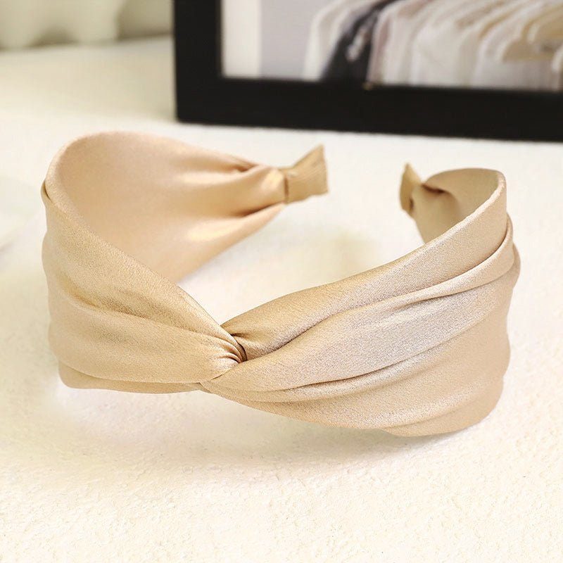 silk headband-Bright Silk Fabric Cross-knotted Headband-shopluxelook.store